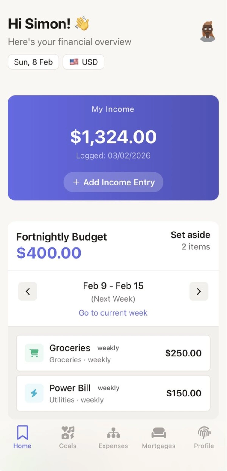 Spliggo expenses overview screen